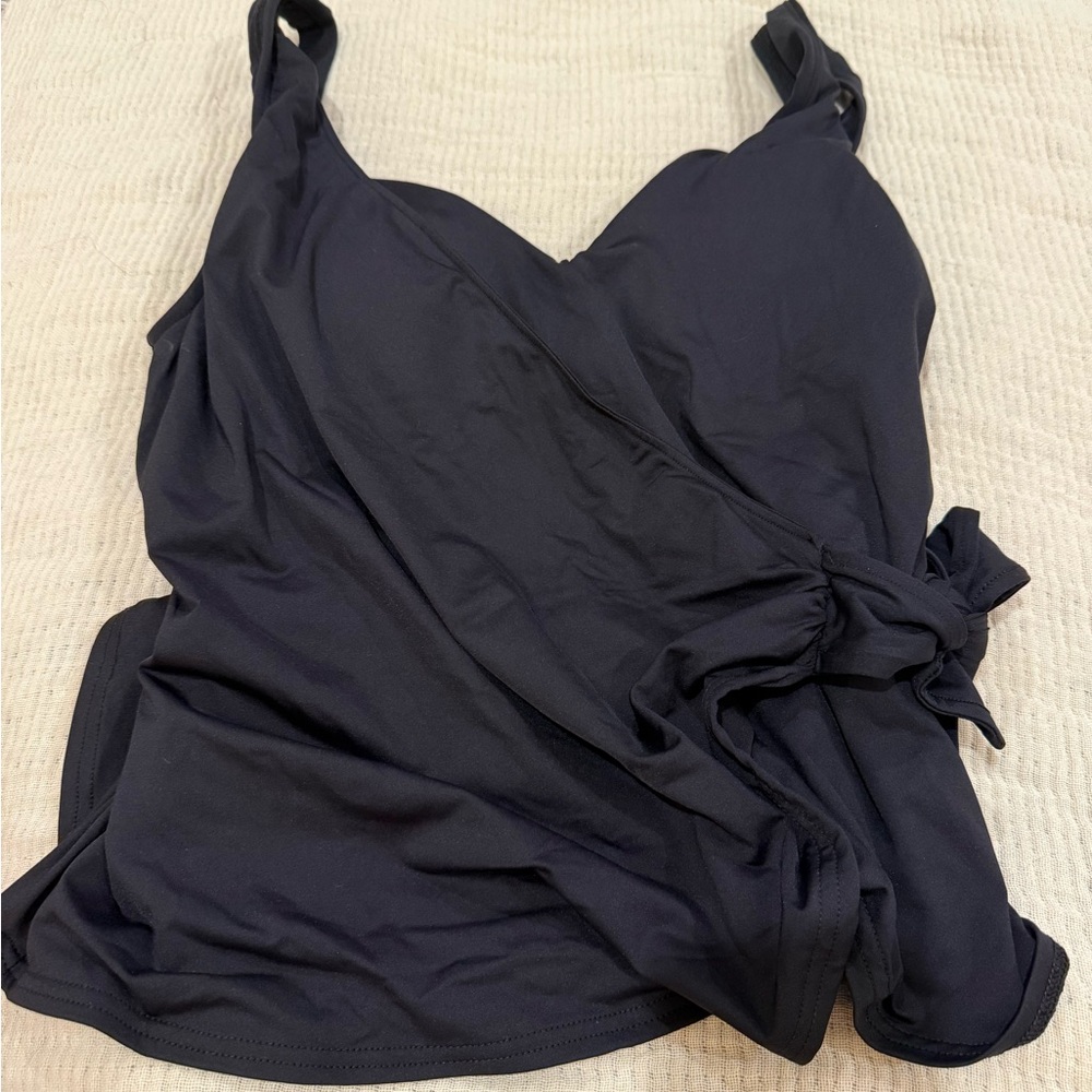 Lands' End Black Wrap Swim Top